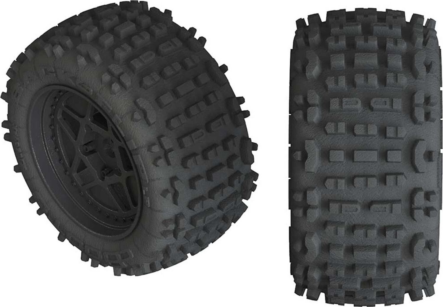 1/10 dBoots Backflip LP Front/Rear 3.8 Pre-Mounted Tires, 17mm Hex, Black (2): 4S