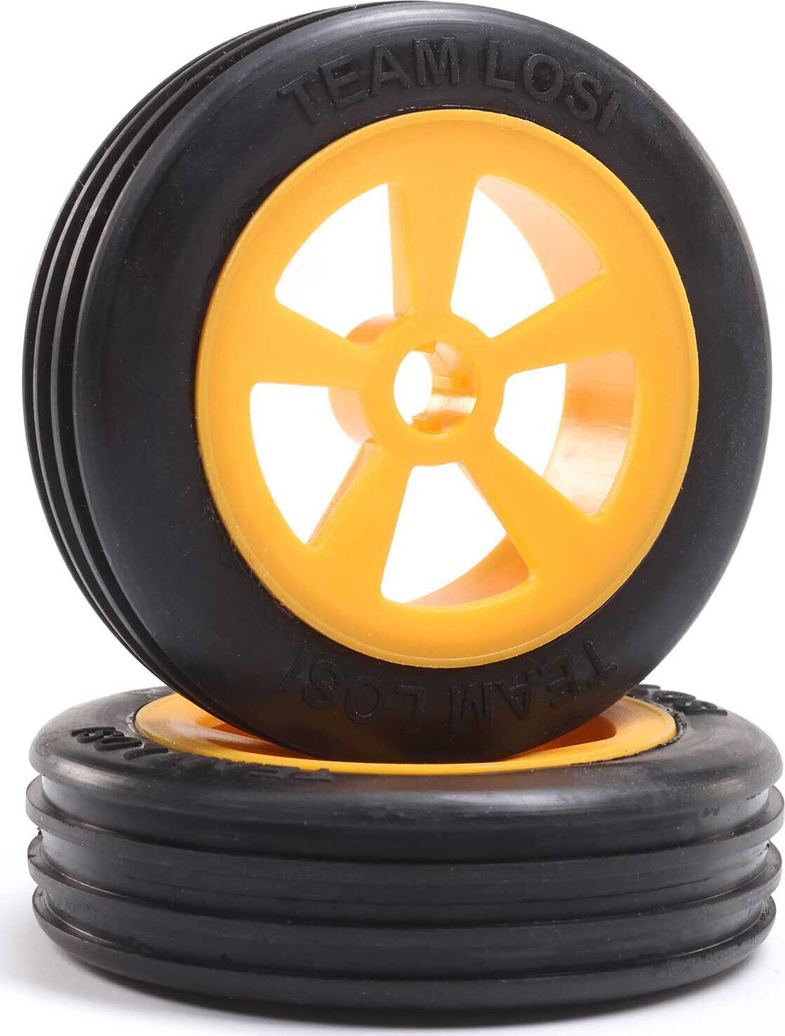 Rib Front Tires, Mounted, Orange (2): Mini JRX2