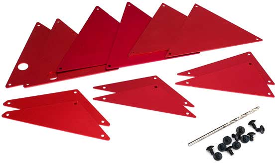 Tube chassis, inner panels, aluminum (red-anodized) (front (2)/ wheel well (4)/ middle (4)/ rear (2))