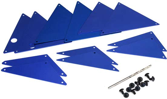 Tube chassis, inner panels, aluminum (blue-anodized) (front (2)/ wheel well (4)/ middle (4)/ rear (2))