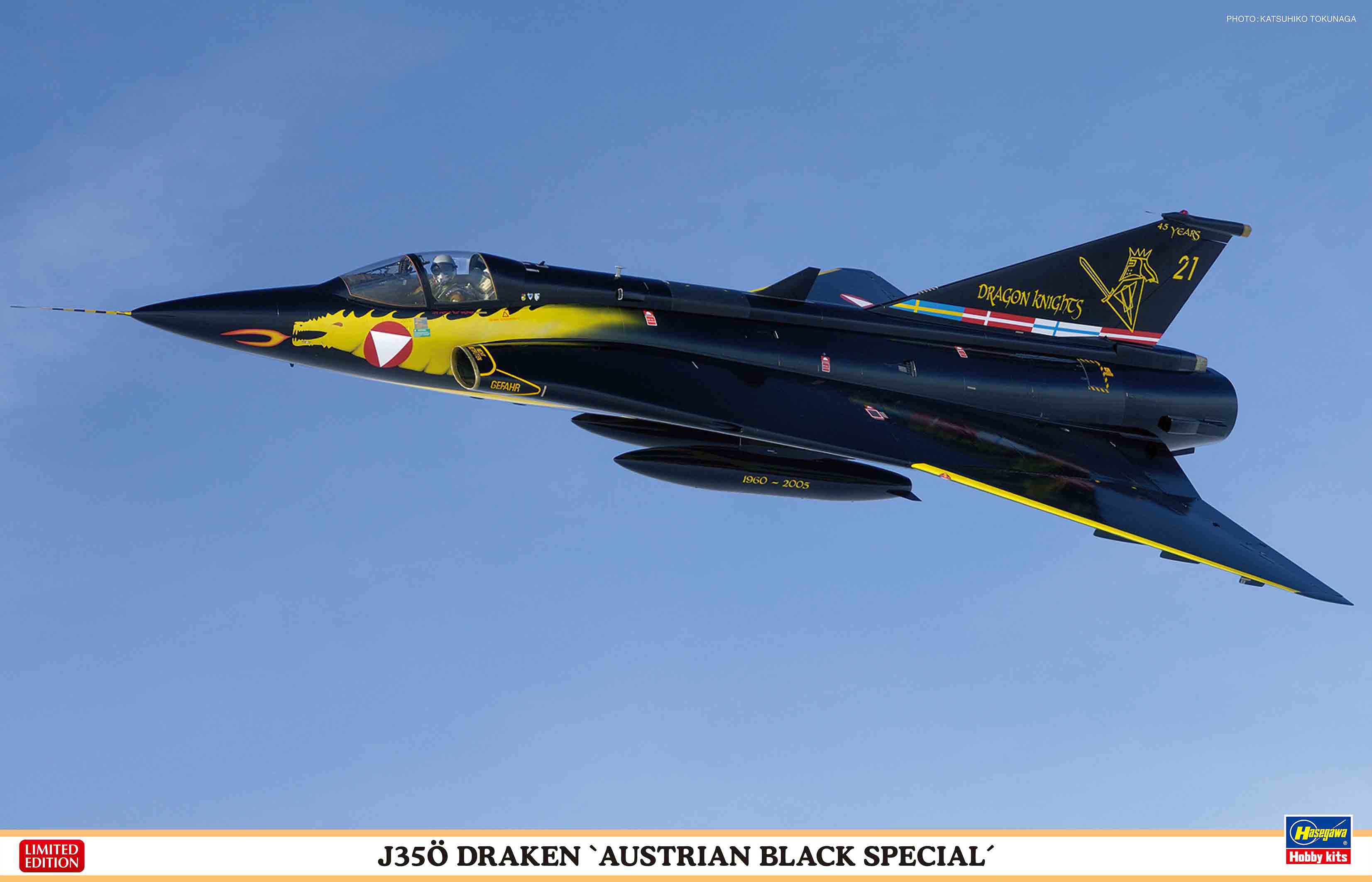 Hasegawa 1/48 J35O Draken "Austrian Black Special" Model Kit