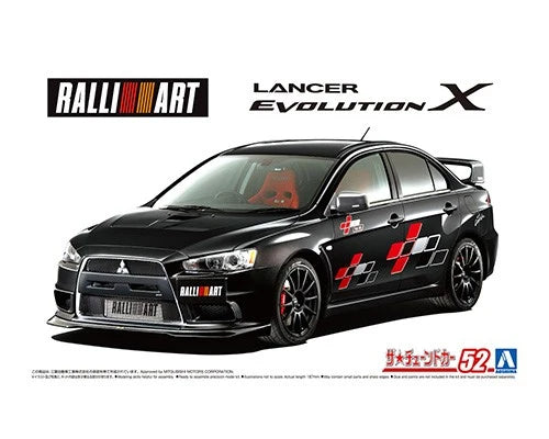 Aoshima 1/24 MItsubishi Lancer Evolution X Ralliart CZ4A 2007 Plastic Model Kit