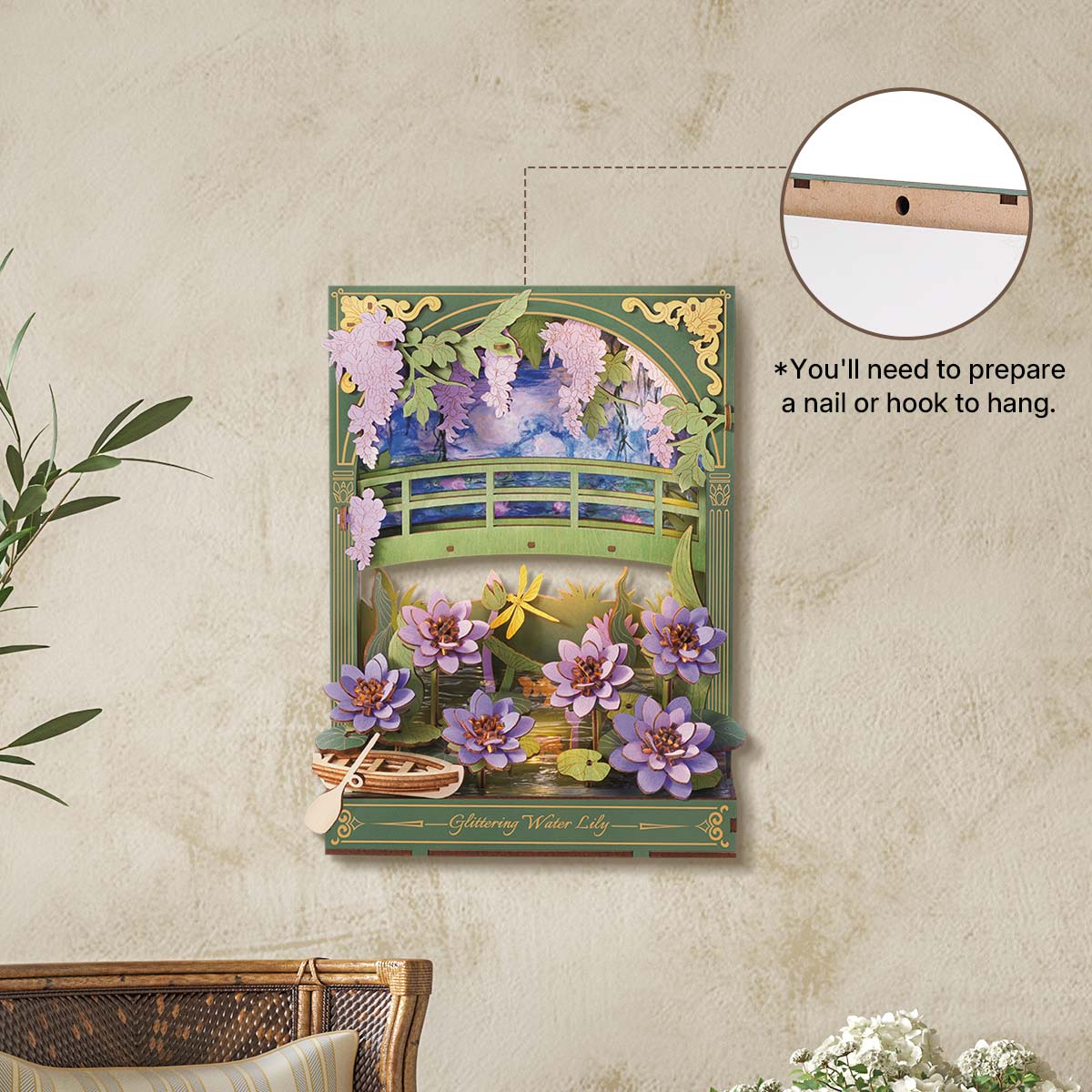 Rowood Glittering Water Lily 3D Painting