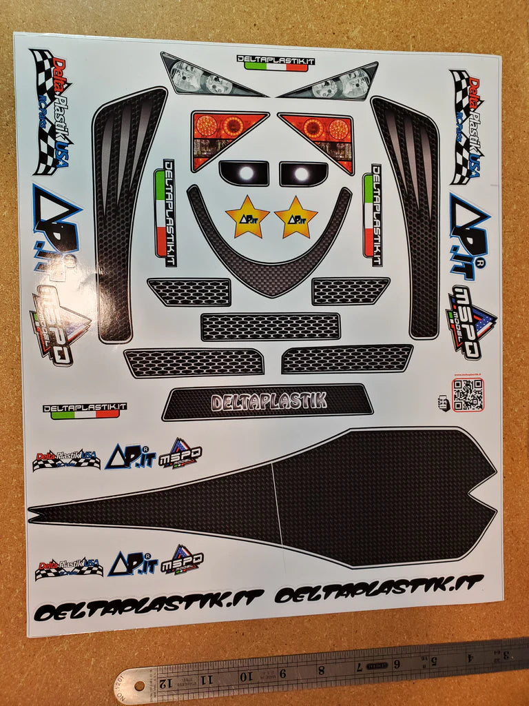 Delta Plastik Dome 1/7 Scale Clear Body Decal Sheet