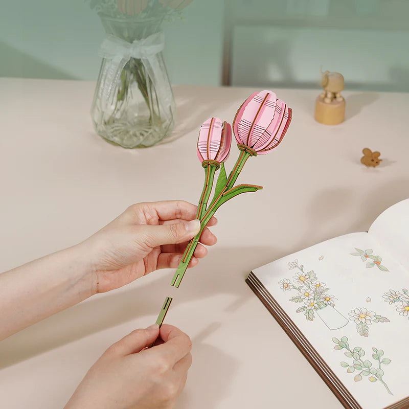 Rowood Pink Tulip DIY Wooden Flower Kit