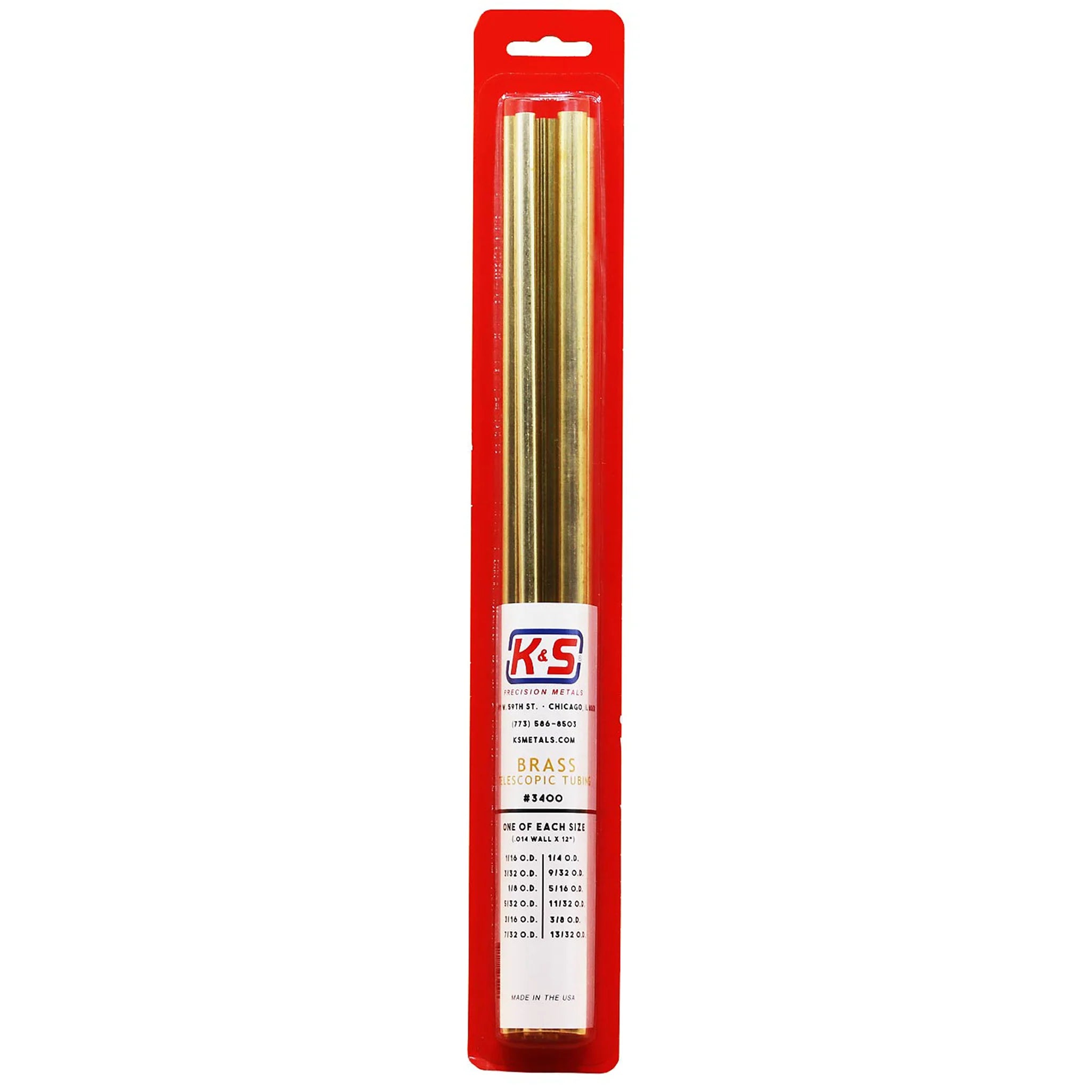 K&S Metals Assorted Small Round Telescopic Brass Tubing (12)