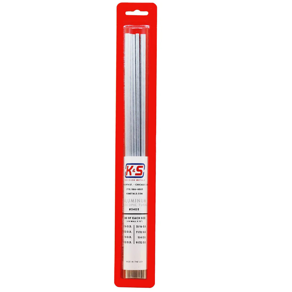 K&S Metals Assorted Round Telescopic Aluminum Tubing (8)