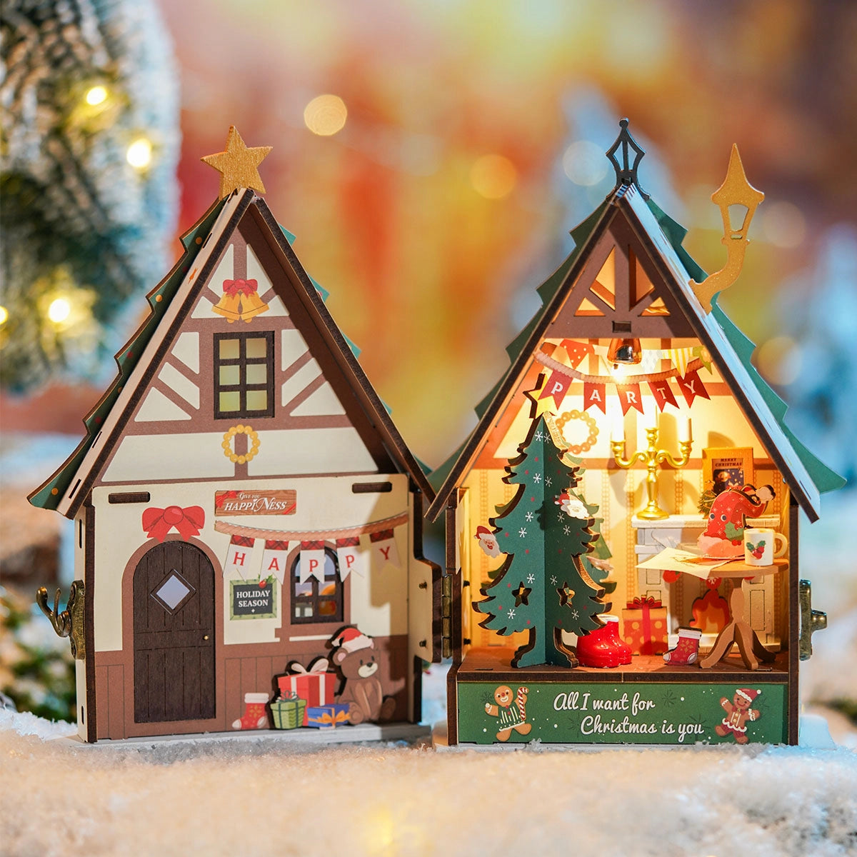 Rolife Twinkling Christmas House DIY Miniature House Kit