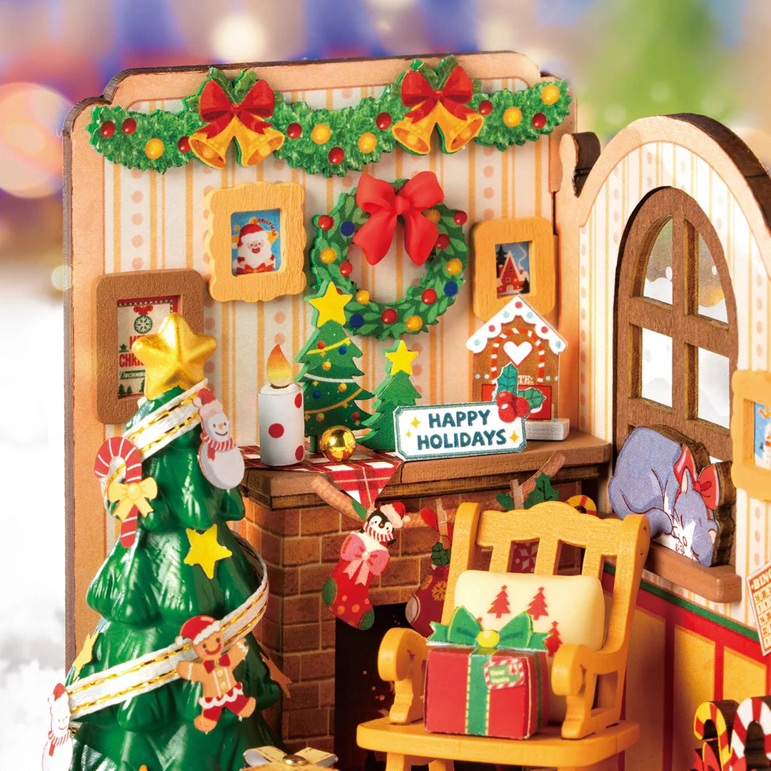 Rolife Christmas Fireplace DIY Miniature House Kit