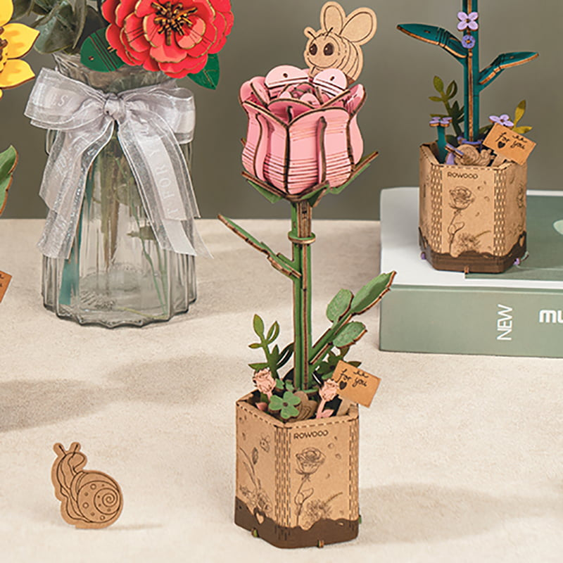 Rowood Wooden Bloom Craft - Pink Rose