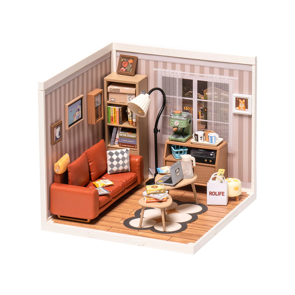Rolife Cozy Living Lounge DIY Super Creator Miniature House Kit