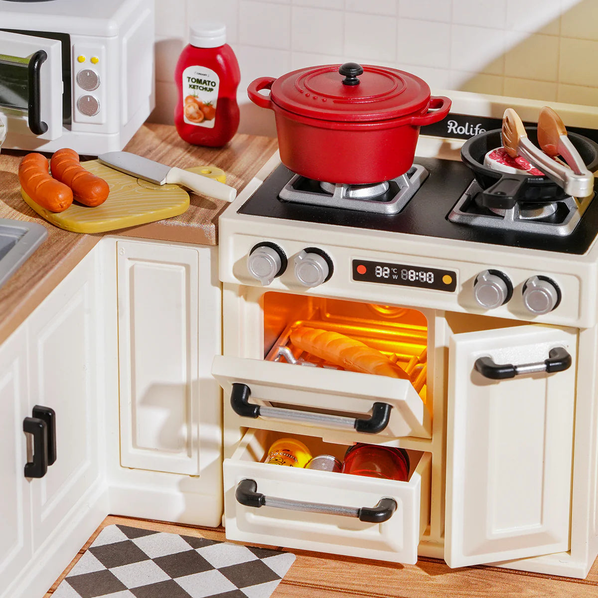 Rolife Happy Meals Kitchen DIY Super Creator Miniature House Kit