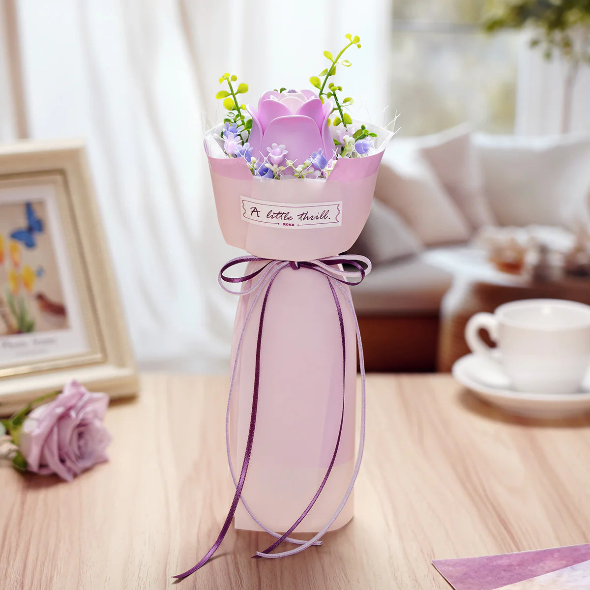 ROKR Purple Rose Bouquet DIY 3D Puzzle Kit