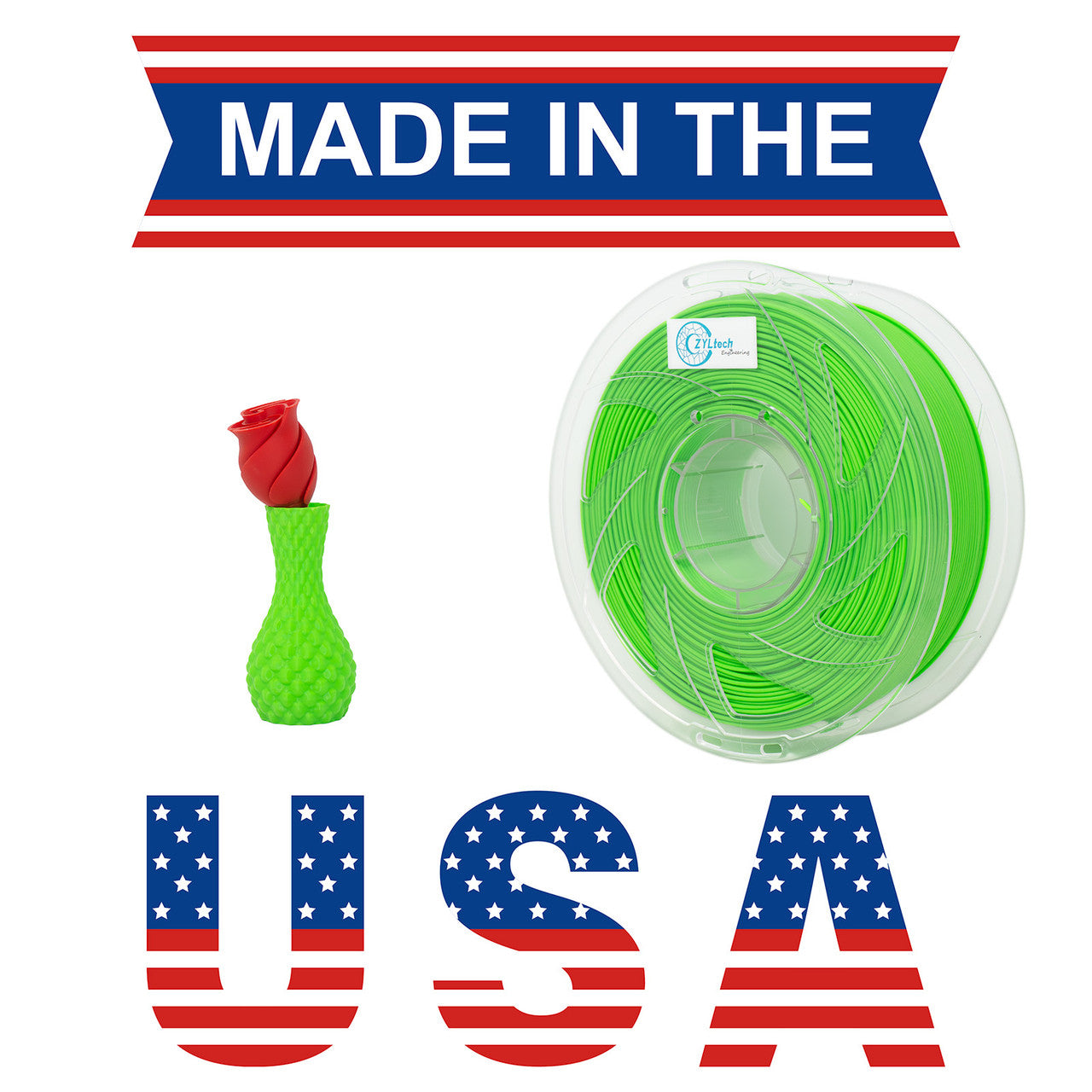 ZYLtech PETG 1.75mm 1 kg/2.2 lbs 3D Printer Filament (Green)