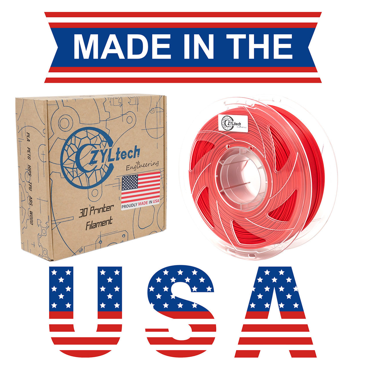 ZYLtech ABS 1.75mm 1 kg/2.2 lbs 3D Printer Filament (Red)