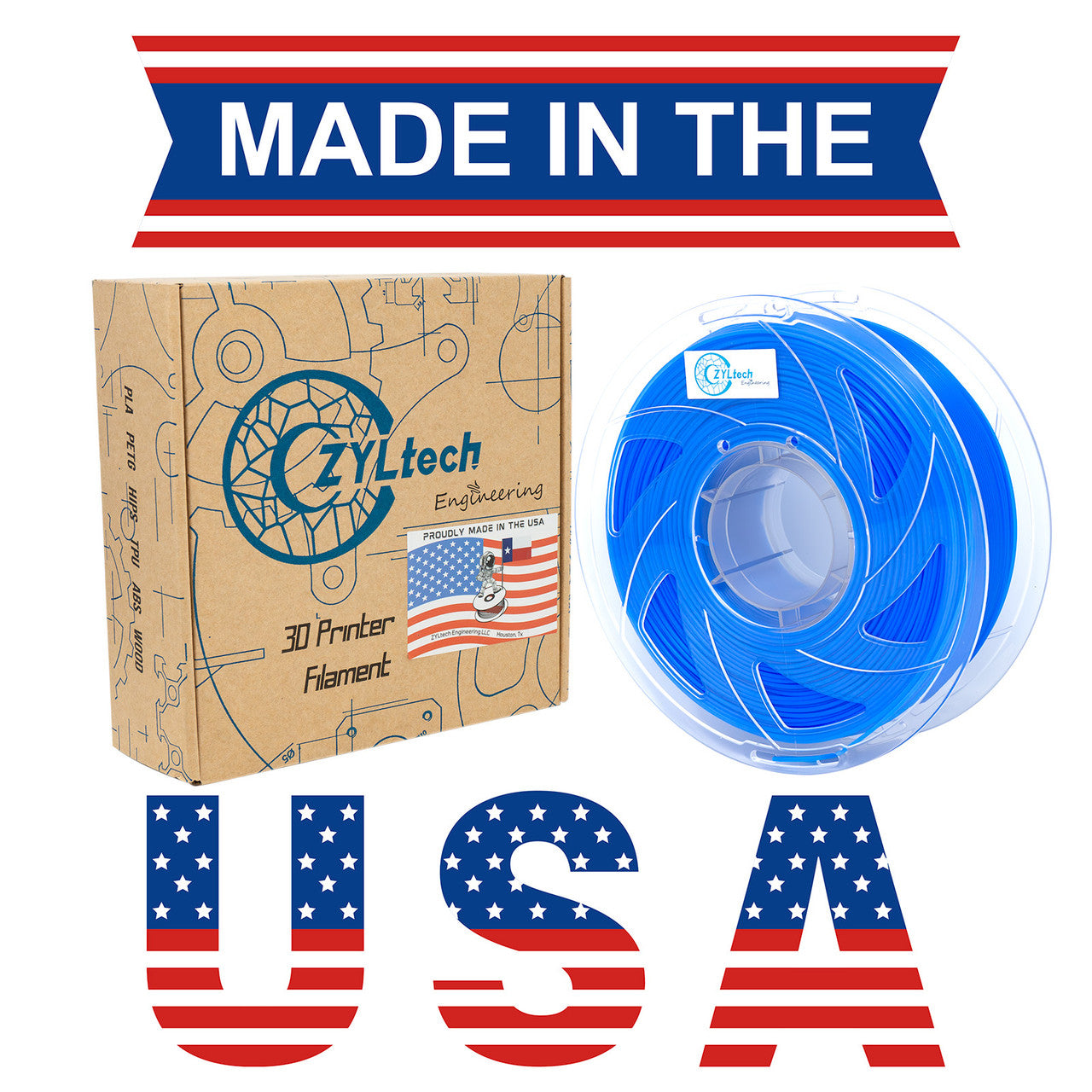 ZYLtech PLA 1.75mm 1 kg/2.2 lbs 3D Printer Filament (Fluorescent Blue)