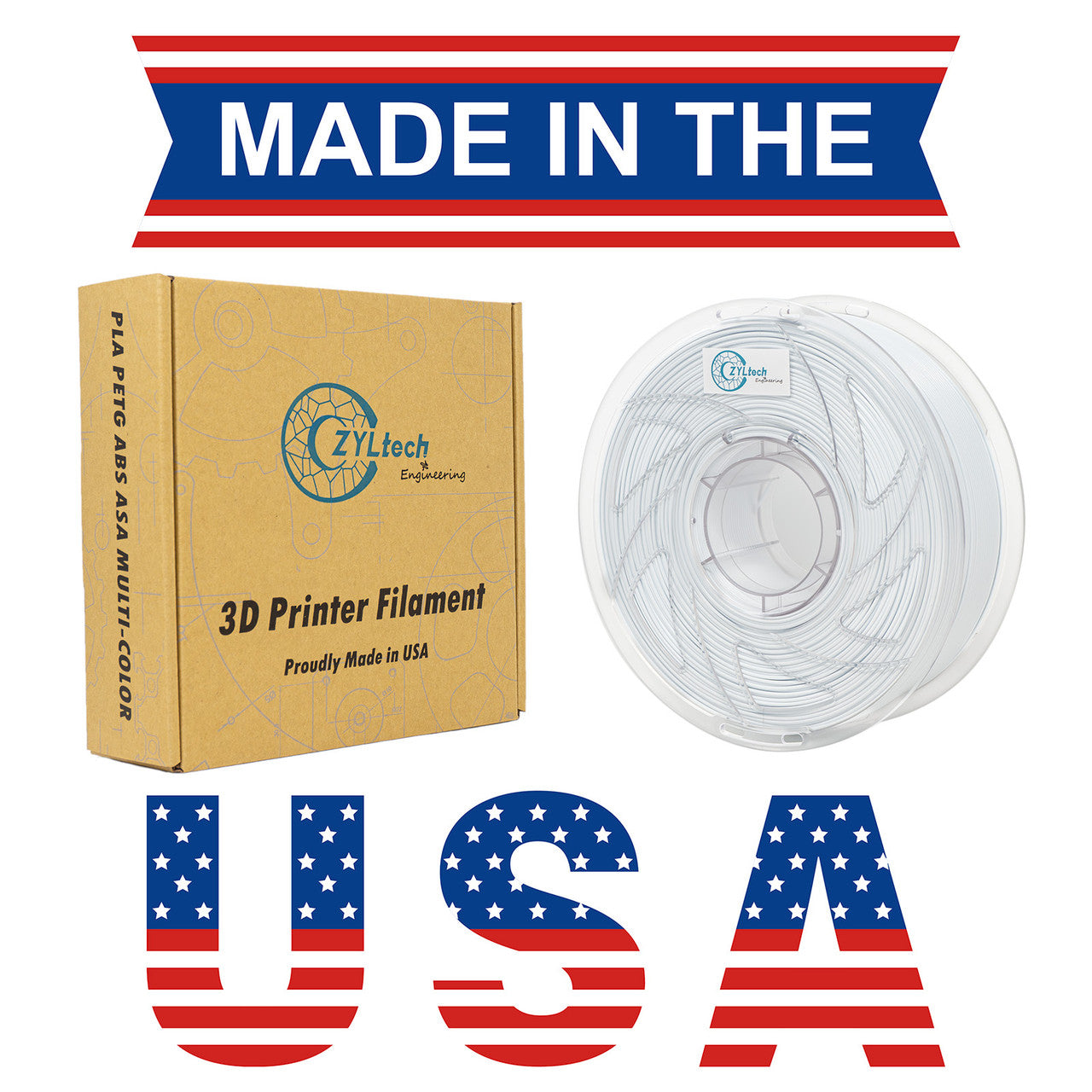 ZYLtech ABS 1.75mm 1 kg/2.2 lbs 3D Printer Filament (Cool White)