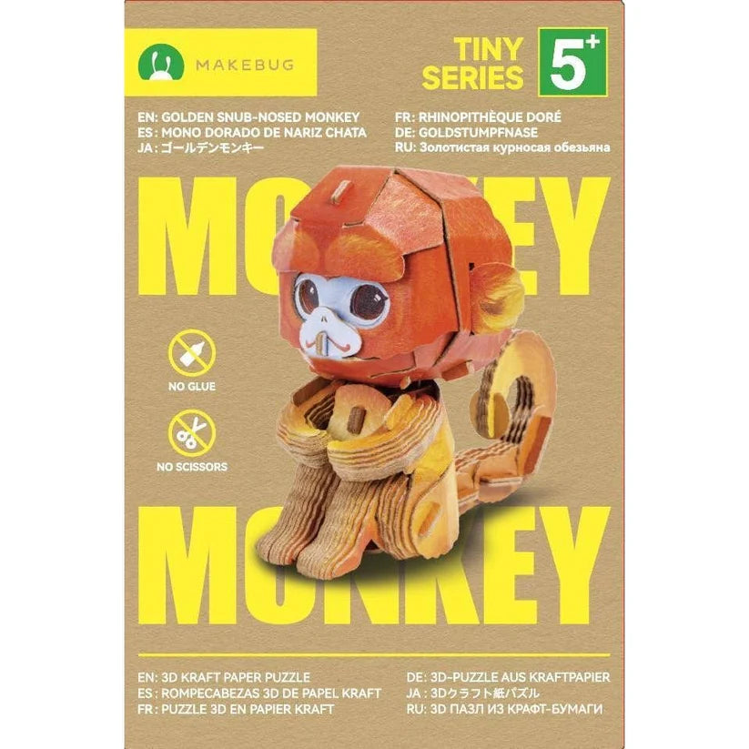 MakeBug Tiny Series Golden Snub-Nosed Monkey 3D Kraft Paper Puzzle