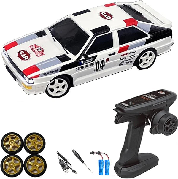 LDRC 1/28 Pro Quattro Drift Car GTR 2.4GHz 4WD RTR with Gyro and Drift Tires (White)