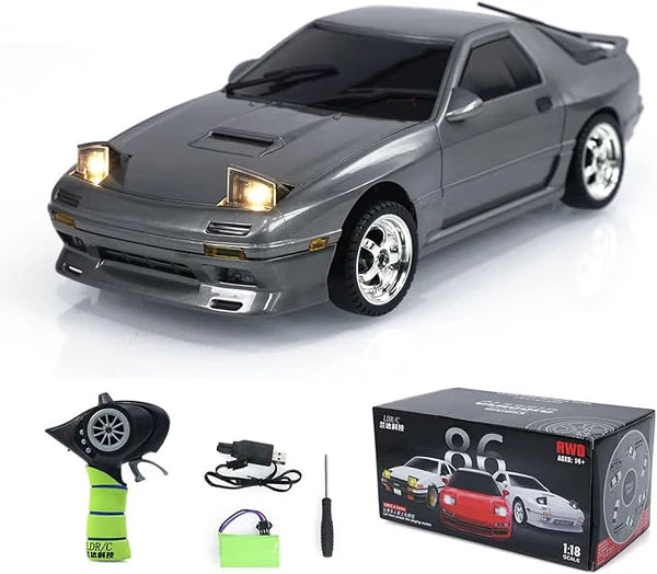 LDRC 1/18 Rx7 RWD Gyroscope Wireless RC Drift Car (Silver)
