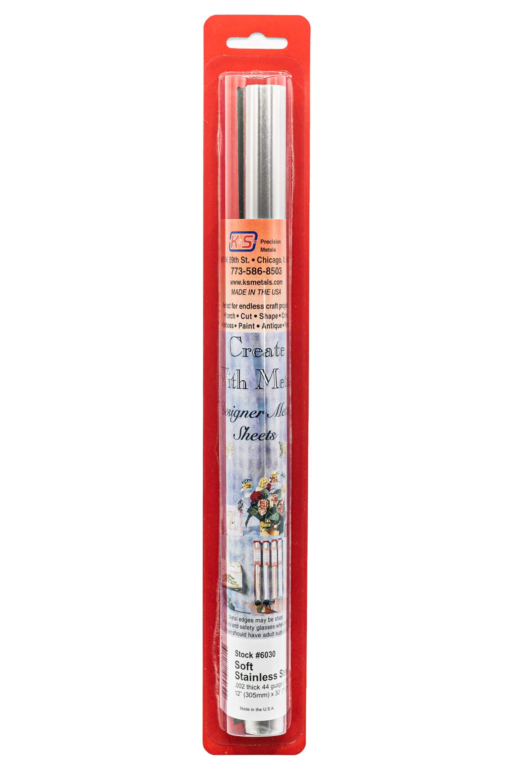 K&S Metals 0.002" x 12" Soft Stainless Steel Foil