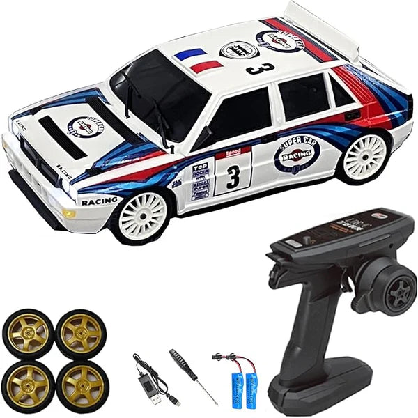 LDRC 1/28 Pro Lancia Drift Car GTR 2.4GHz 4WD RTR with Gyro and Drift Tires (White)