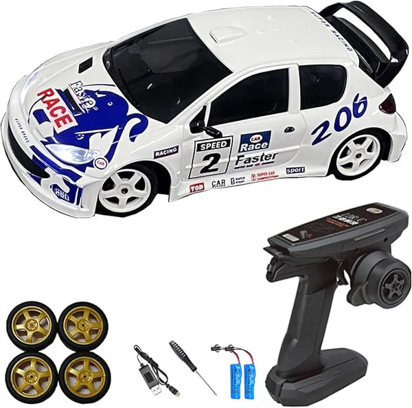 LDRC 1/28 Pro Mini RC Drift Car GTR 2.4GHz 4WD RTR with Gyro and Drift Tires (White)