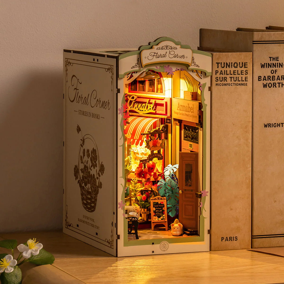 Rolife Floral Corner DIY Book Nook Shelf Insert Kit