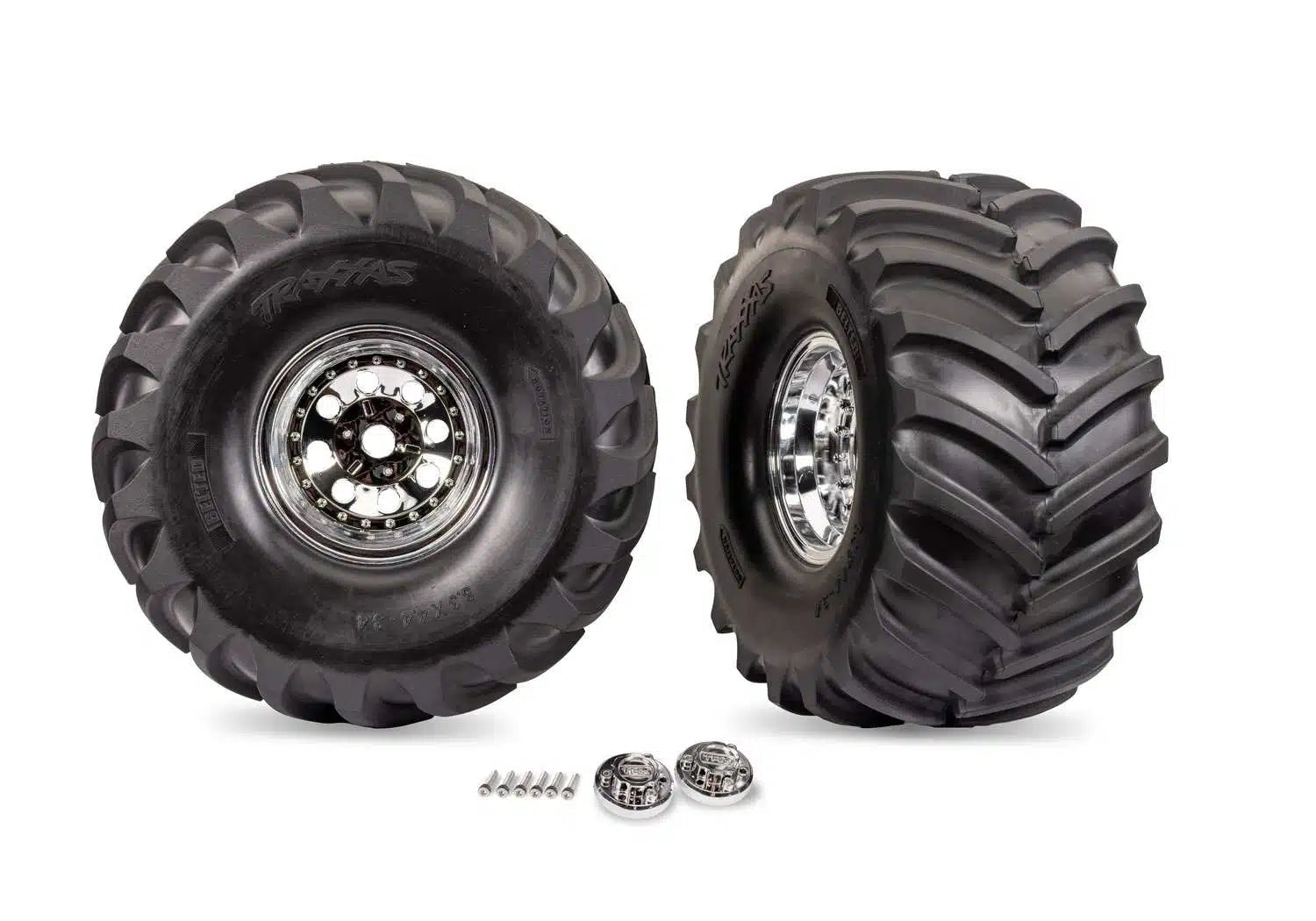 Traxxas Chrome X-Monster Wheels w/ Terra Groove Tires (2) for X-MAXX