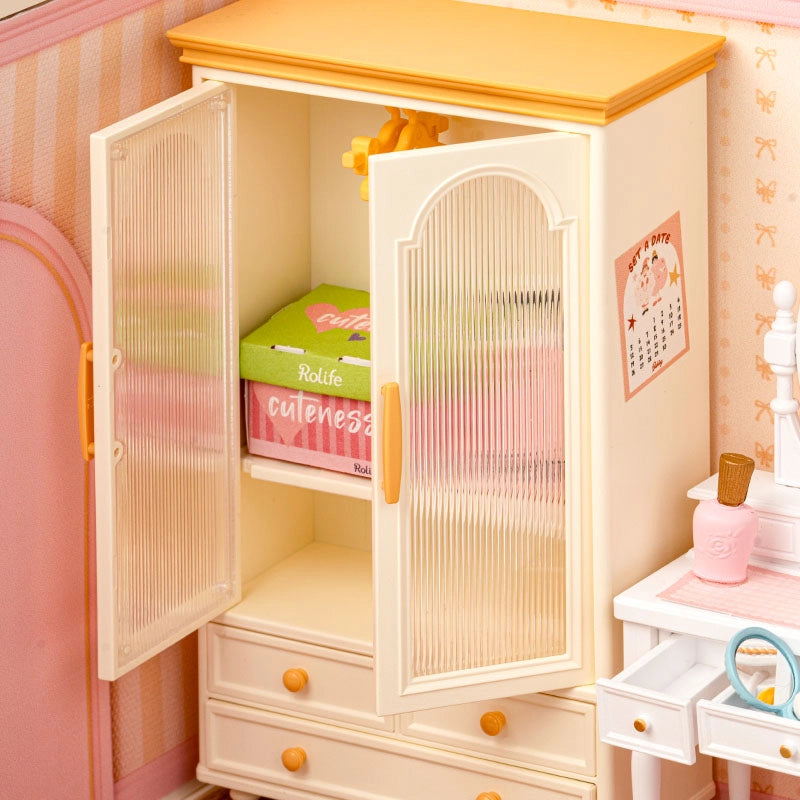 Rolife Lovely Pink Bedroom DIY Super Creator Miniature House Kit