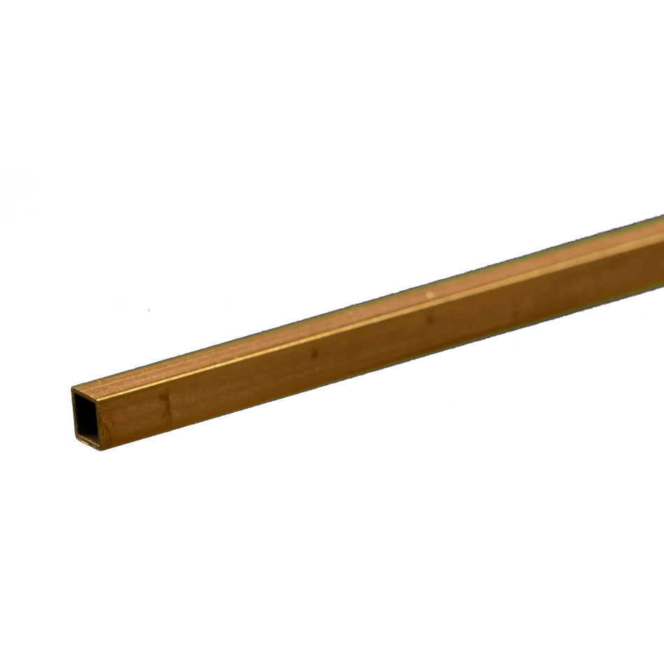K&S Metals 5/32" OD 0.014" x 12" Square Brass Tube (1)