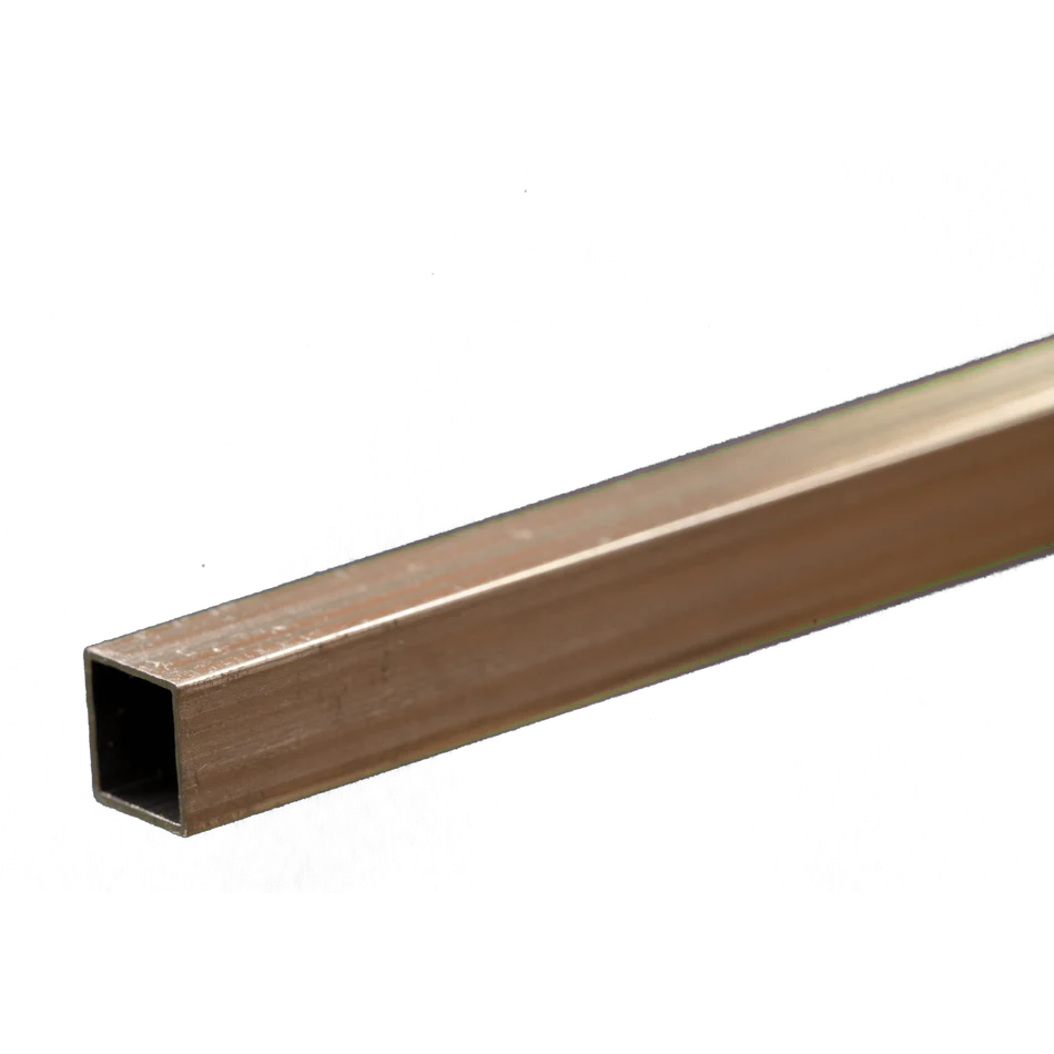K&S Metals 1/4" OD 0.014" x 12" Square Aluminum Tube (1)