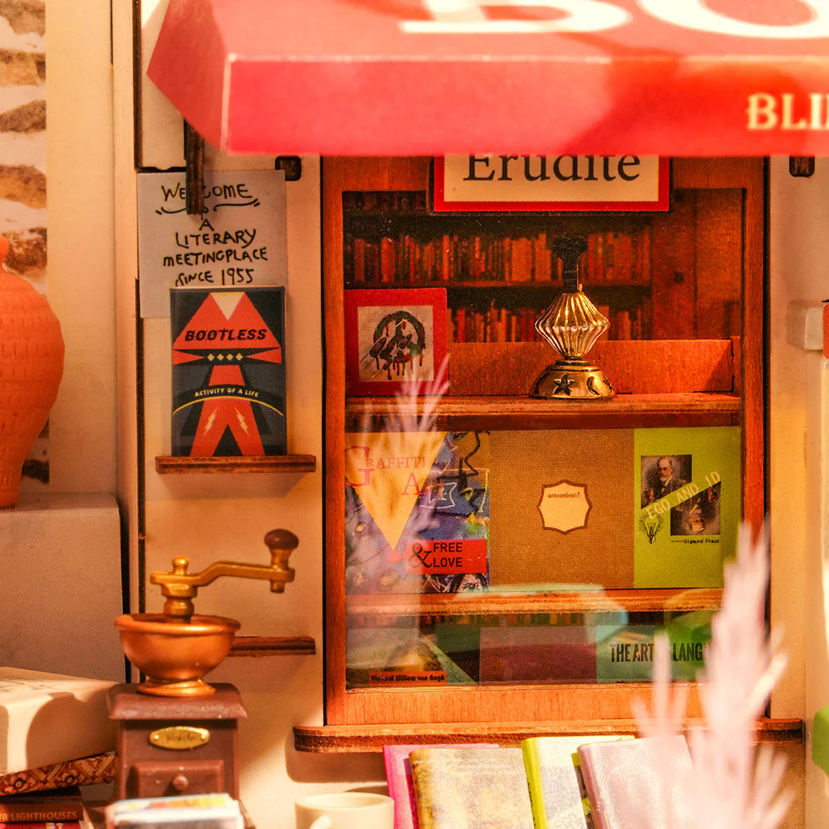 Rolife Corner Bookstore DIY Miniature House Kit