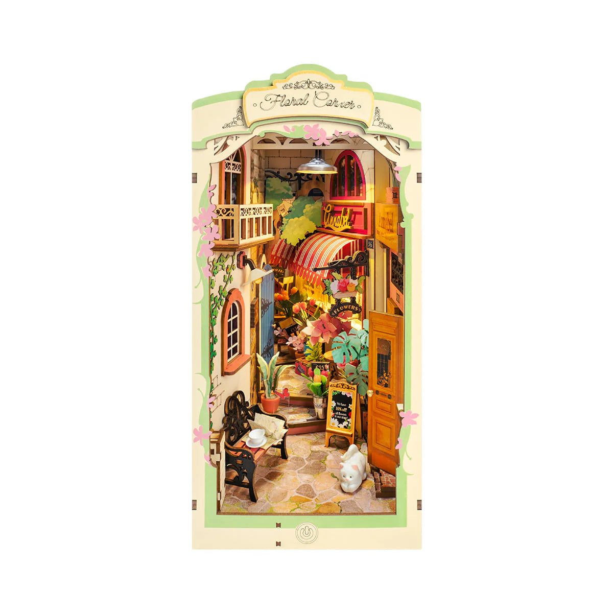 Rolife Floral Corner DIY Book Nook Shelf Insert Kit