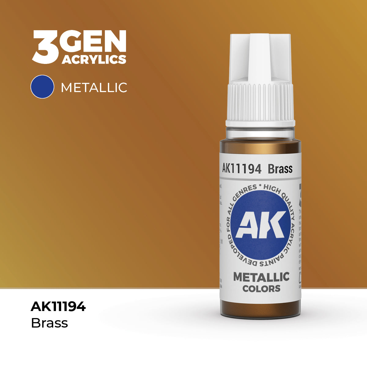 AK Interactive Brass Metallic Acrylic Paint (18mL)