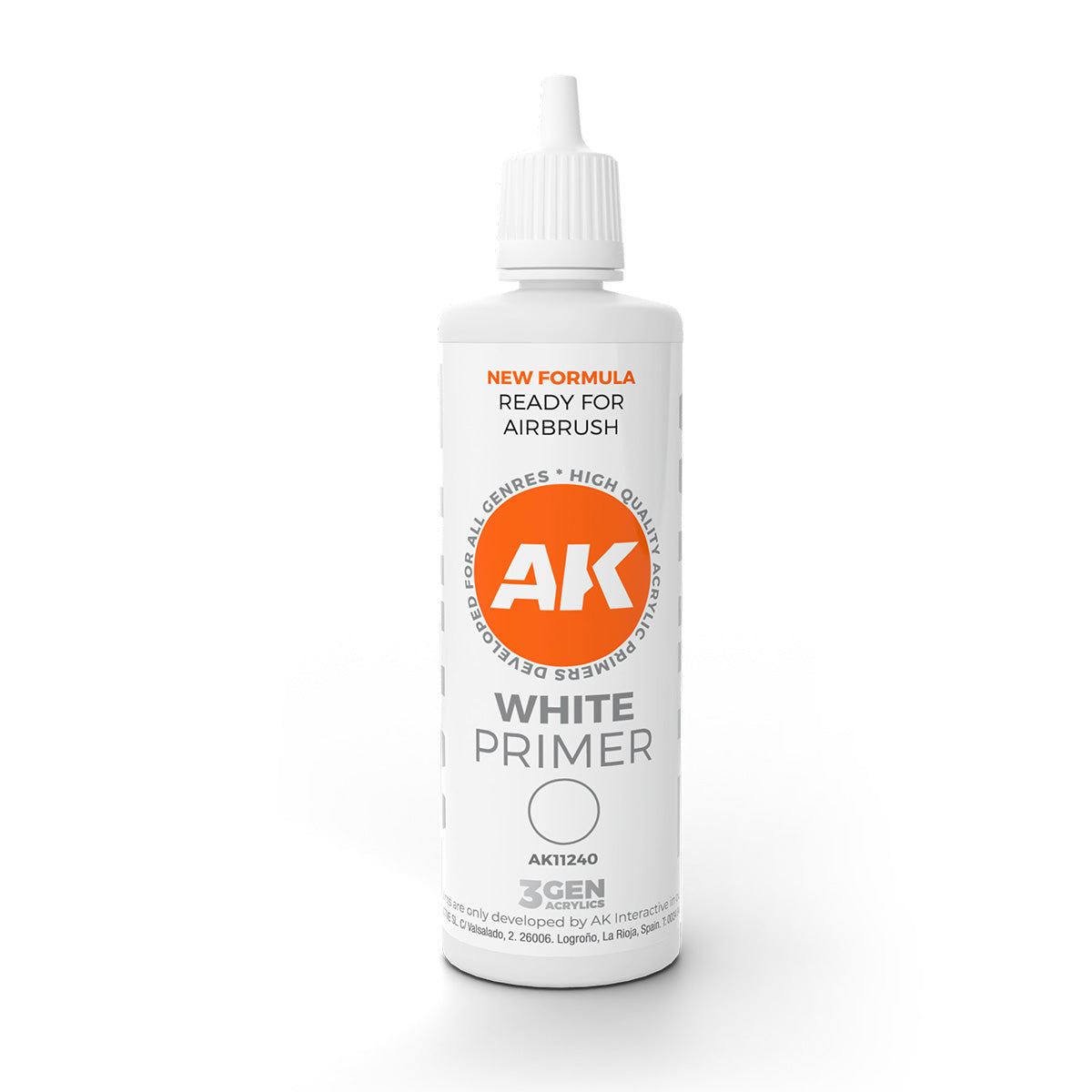 AK Interactive White Acrylic Primer (100mL)