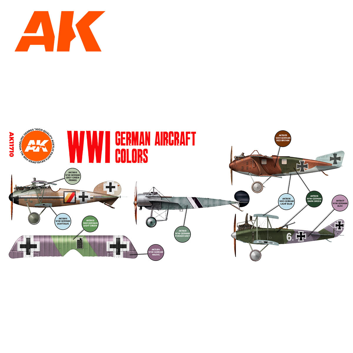 AK Interactive WWI German Aircraft Color Acrylic Paint Set
