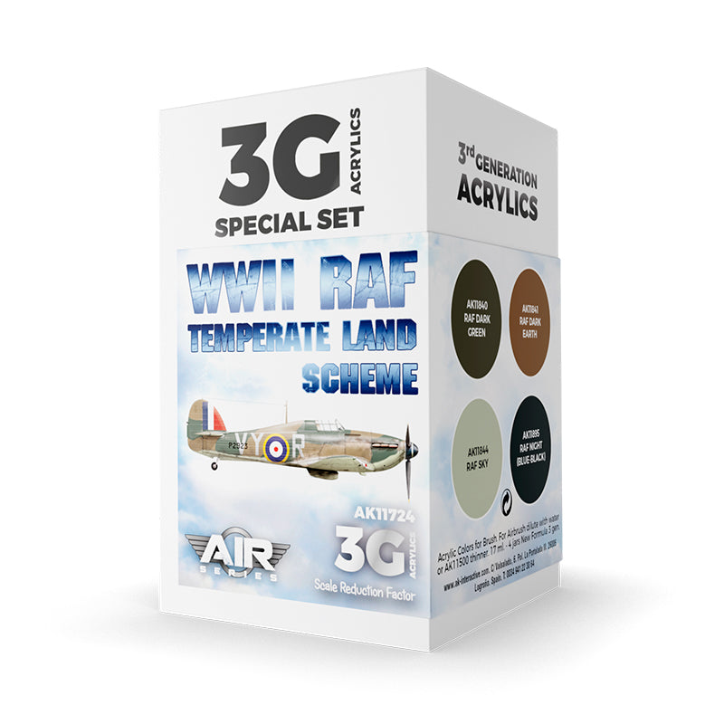 AK Interactive WWII RAF Temperate Land Scheme Acrylic Paint Set