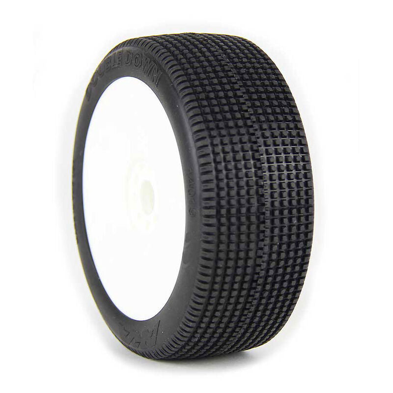 AKA Double Down 1/8 Buggy Pre-Mounted Tires (2) (White) (Soft - Long Wear)