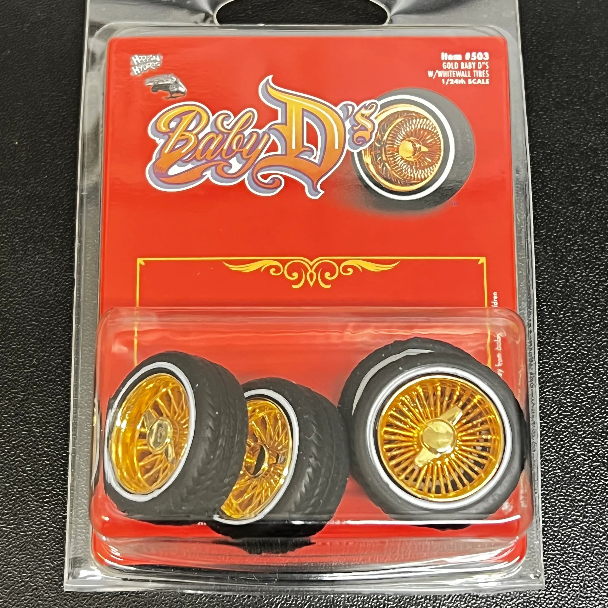 Hoppin Hydros 1/24-1/25 Chrome Baby D's Rims w/ Whitewall Tires