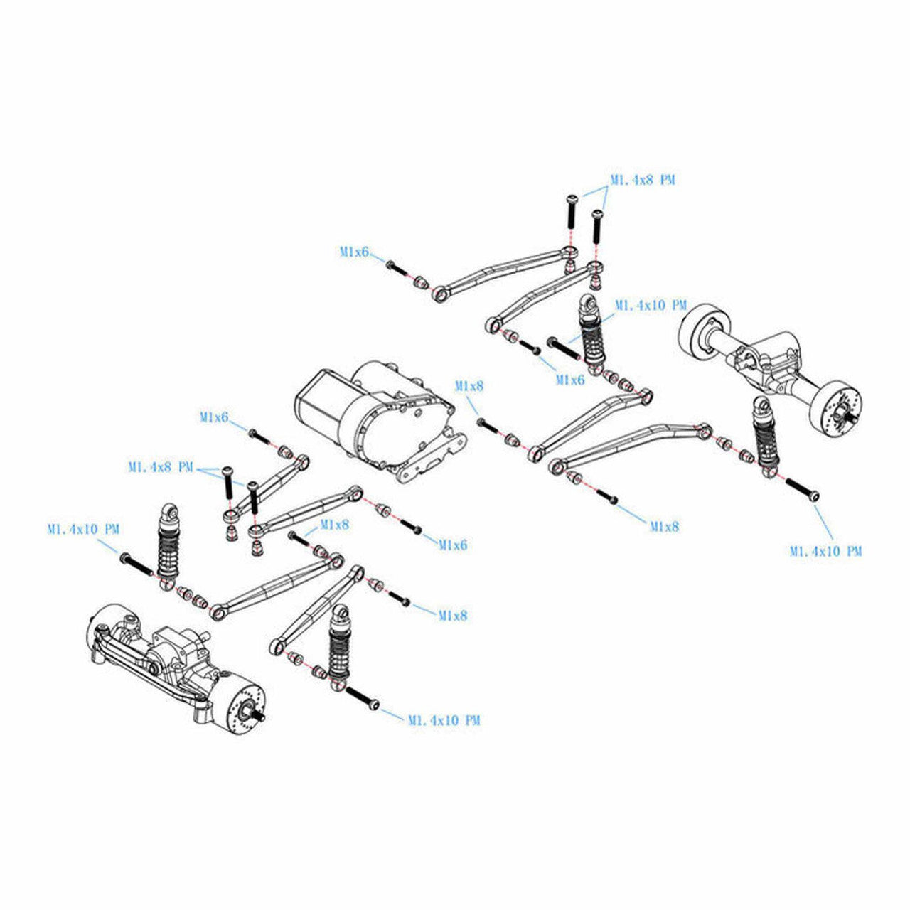 Hot Racing SCX30 No Flex Upgrade T6 Link Set