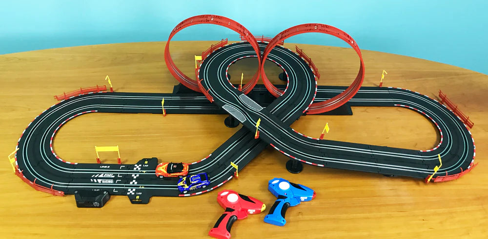 Johnny Lightning 24' Double Loop Raceway Remote Control Electric 1:43 Scale Slot Race Set