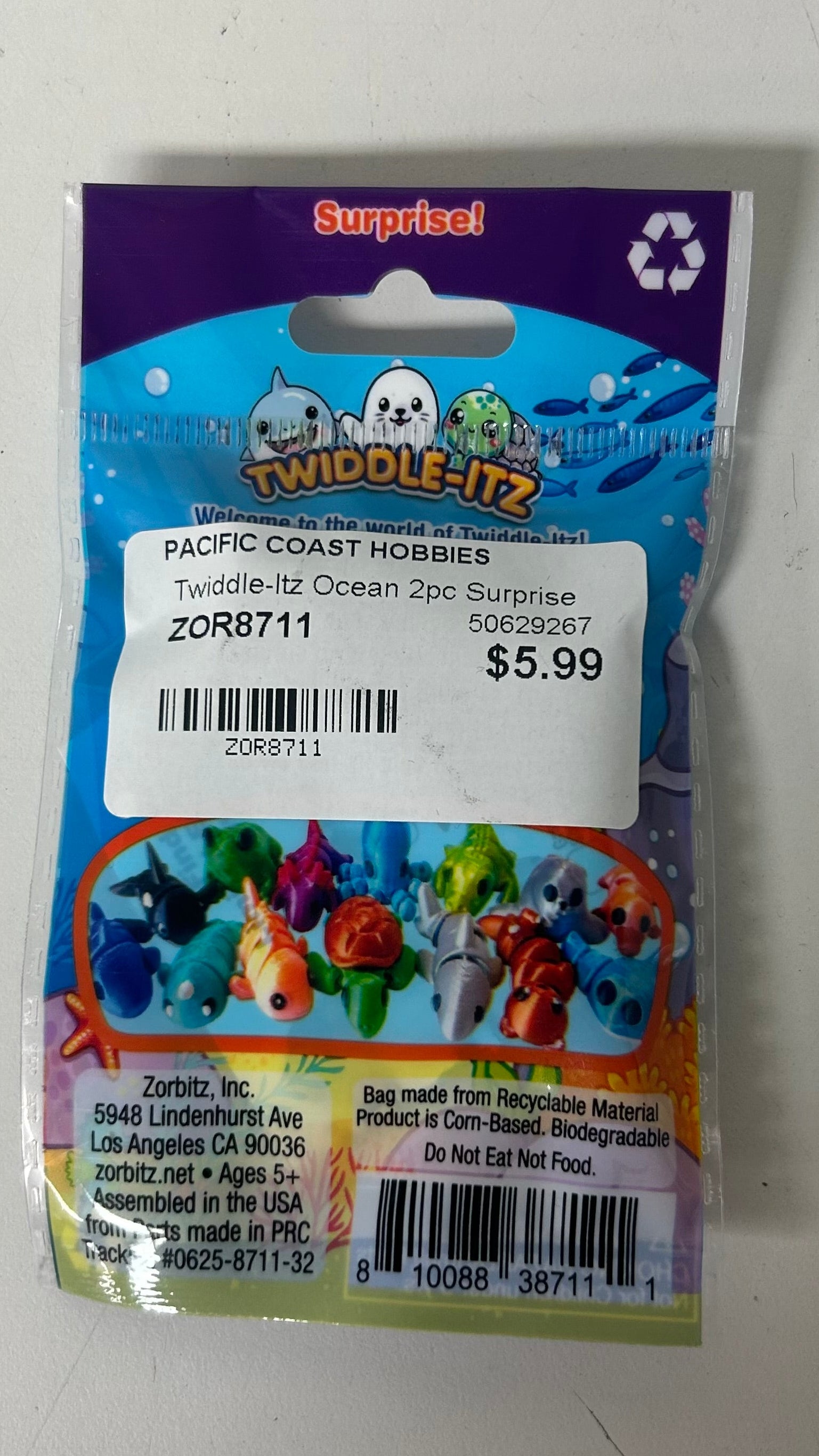 Zorbitz Twiddle 3D Printed Animals - Aquatic Edition (Surprise blind box)