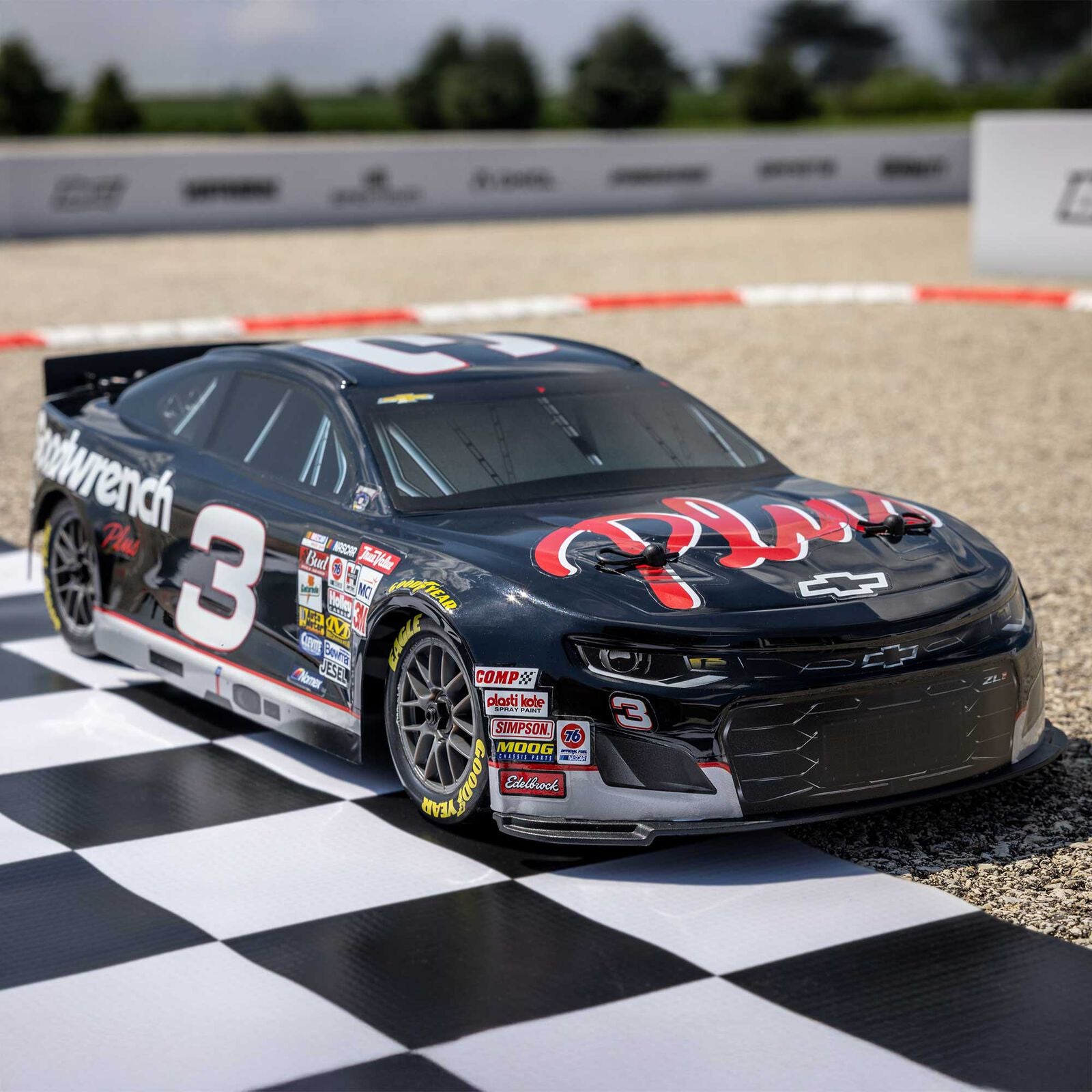 Losi 1/12 NASCAR RC Racecar RCR No. 3 GM Goodwrench Chevrolet ZL1 2S AWD RTR Brushed On-Road (Battery & Charger Included), Black