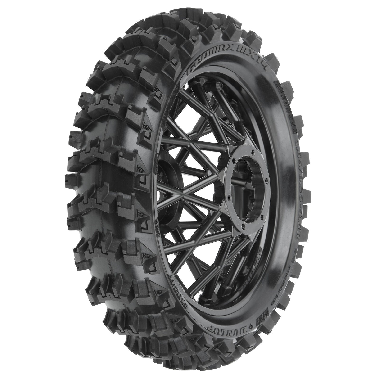 Pro-Line Promoto-MX 1/4 Dunlop Geomax MX14 V2 Bead CR4 Rear Tire MTD Bullyspoke Wheel (Black)