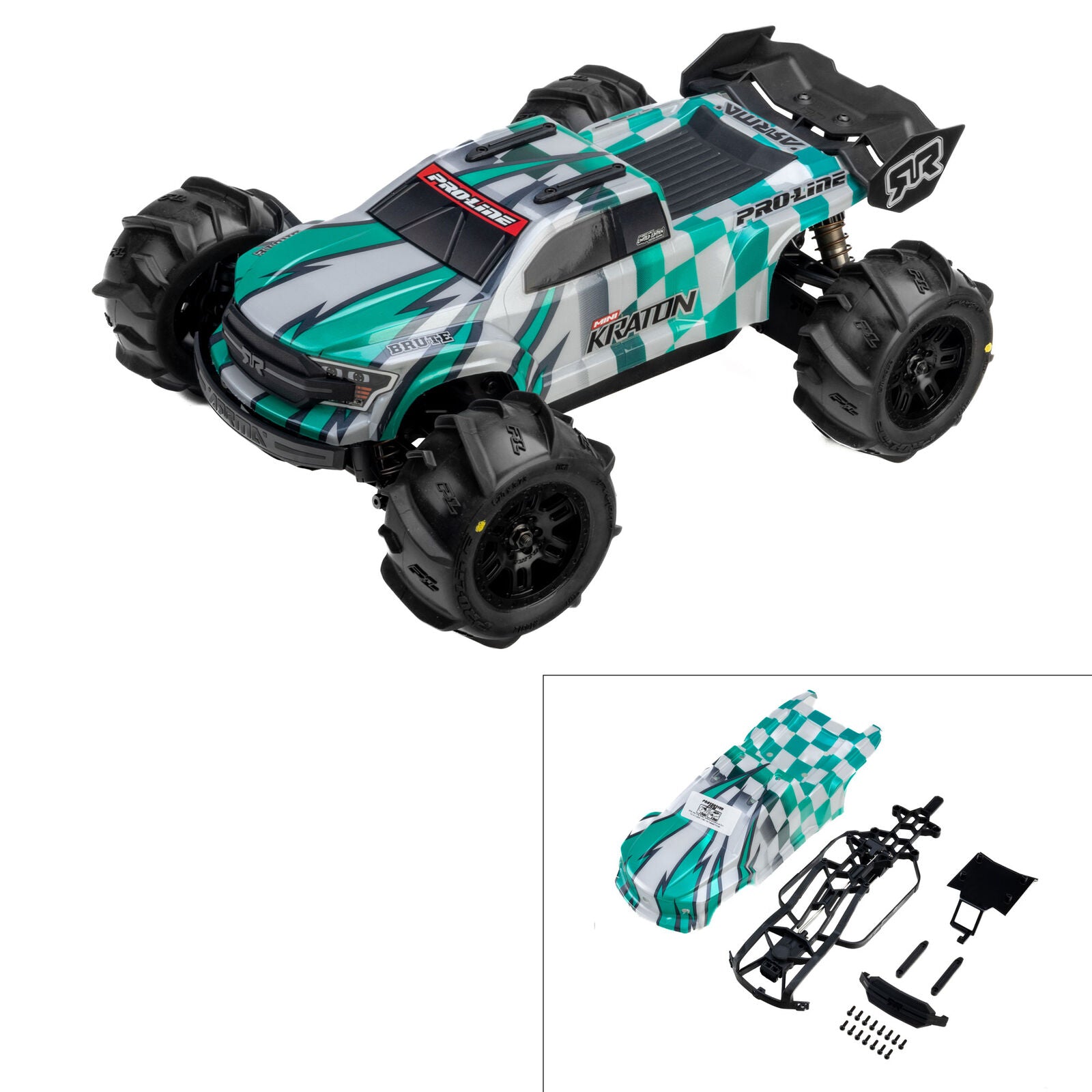 Pro-Line Racing Arrma Mini Kraton 1/16 Limited Edition Pre-Cut/Pre-Painted Brute Checkmate Body with Clipless System