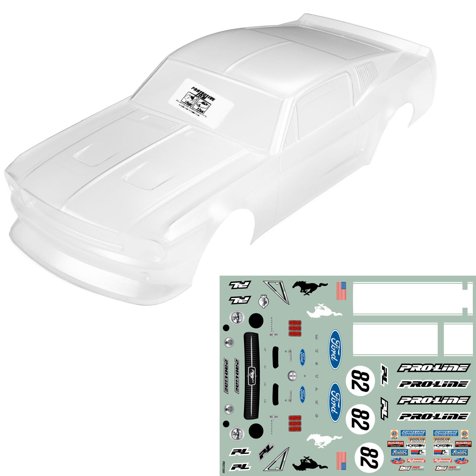 Pro-Line Losi NASCAR 1/12 Pre-Cut 1968 Ford Mustang Clear VTA Body
