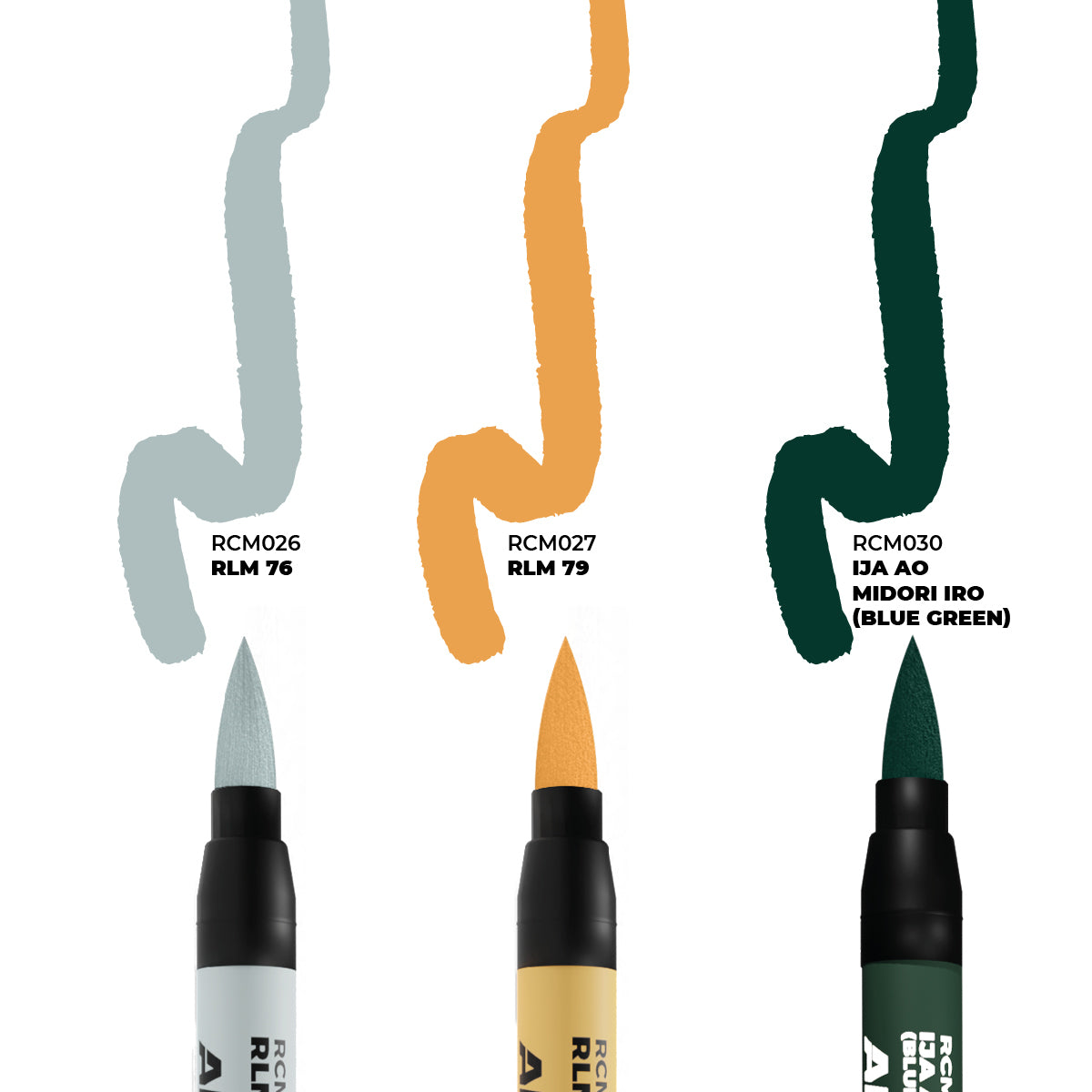 AK Interactive WWII Axis Aircraft Squiggle Camouflage Real Color Markers Set
