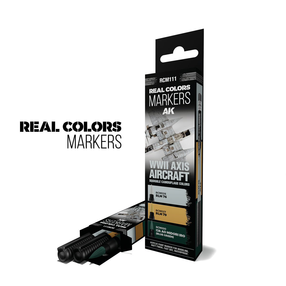 AK Interactive WWII Axis Aircraft Squiggle Camouflage Real Color Markers Set