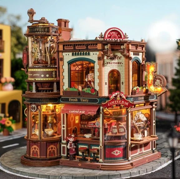 Robotime Rolife Dream Coffee Factory, 3D Wood Model & Music Box